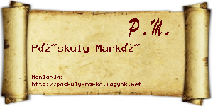 Páskuly Markó névjegykártya